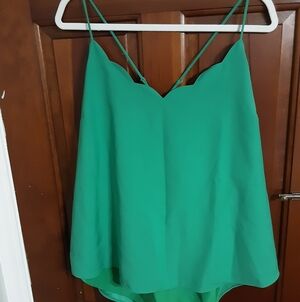 J. Crew Emerald Green Scallop V-Neck Camisole Size 20